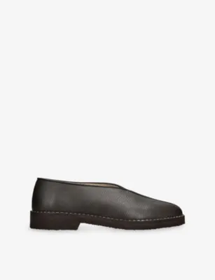 LEMAIRE Piped Leather Slippers - EUR 45 / 11 UK MEN in Dark Brown – Mens | Casual shoes | Slippers