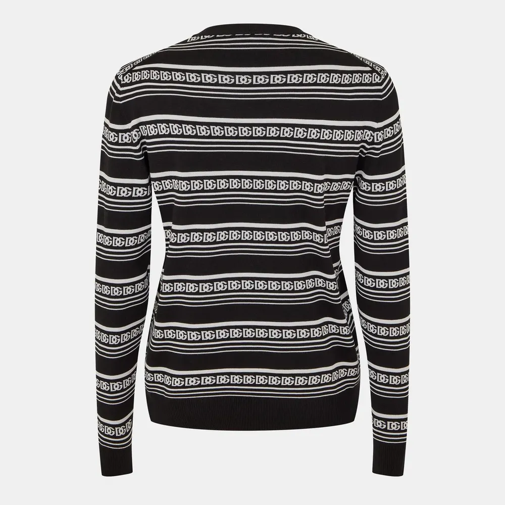 Dolce and Gabbana Men's Navy Blue Crew Neck Jumper detail 2