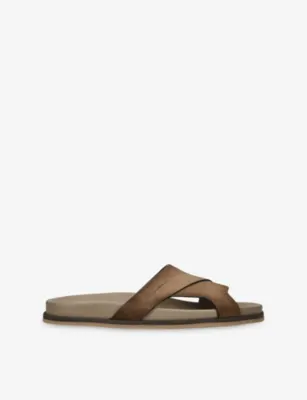 SANTONI Downtime Suede Sandals - EUR 42 / 8 UK MEN in Brown – Mens | Sandals | Sliders & flip flops