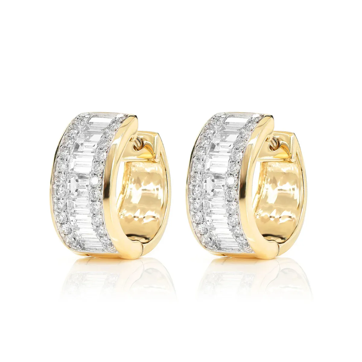 For Him Baguette and Round Diamond Border Hoop Earrings in Rose Gold / Lab Grown Diamond – Earring