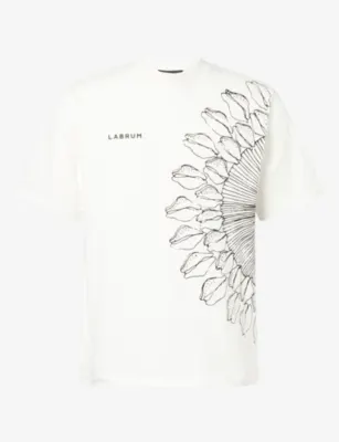 LABRUM LONDON Cowrie Shell-Print Cotton T-Shirt in CREAM – Mens | Tops & t-shirts | T-Shirts | Plain T-Shirts