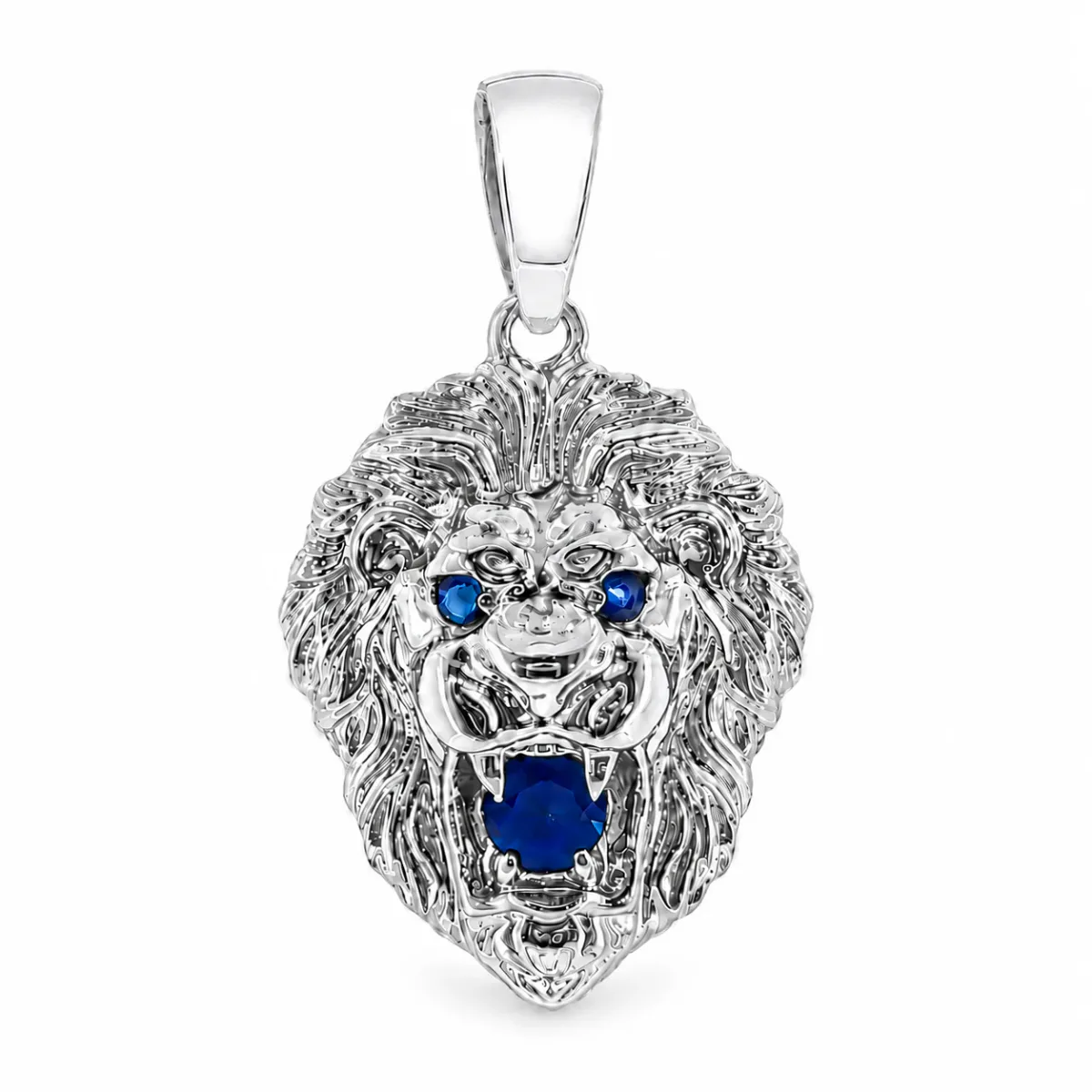 MARYAM - For Him FACTORY CONSCIOUS For Him Blue Sapphire Lion Pendant 66831 in White Gold – Pendant