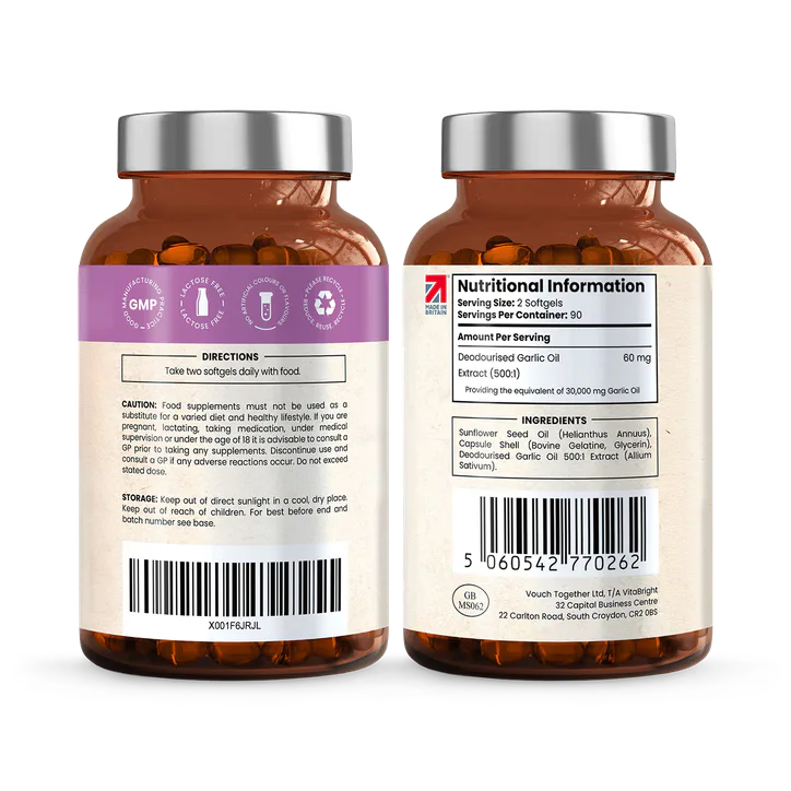 VitaBright Odourless Garlic Softgels - 30,000mg per Serving - 180 Softgels detail 2