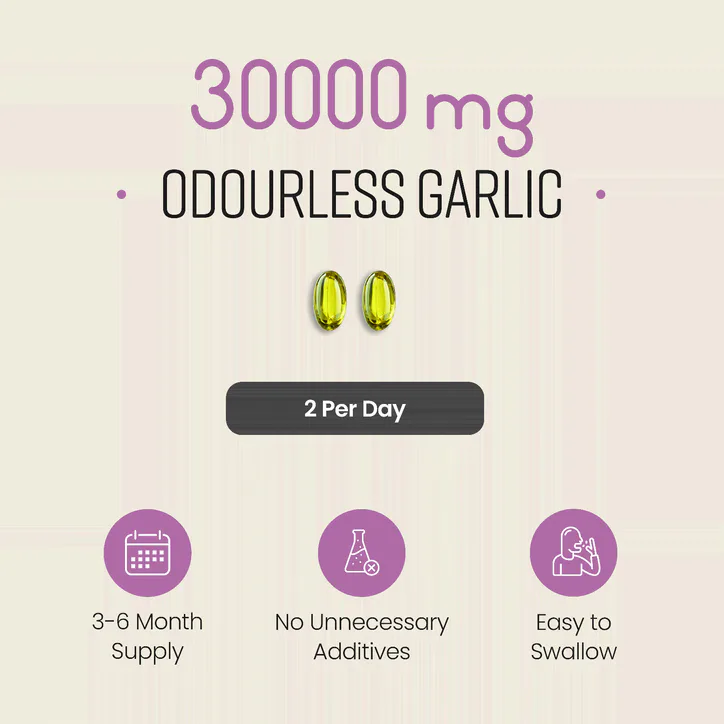 VitaBright Odourless Garlic Softgels - 30,000mg per Serving - 180 Softgels detail 3