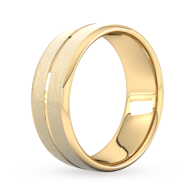 For Him 8mm Traditional Court Standard Centre Groove With Chamfered Edge Wedding Ring In 18 Carat Yellow Gold detail 2