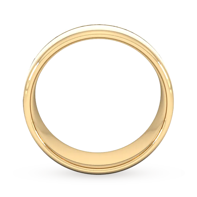 For Him 8mm Traditional Court Standard Centre Groove With Chamfered Edge Wedding Ring In 18 Carat Yellow Gold detail 3