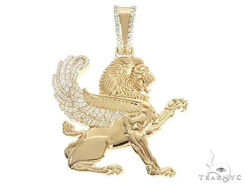RINA - For Him CUSTOM 14K Yellow Gold Diamond Large Custom Royal Lion Pendant 65316 in Rose Gold – Pendant