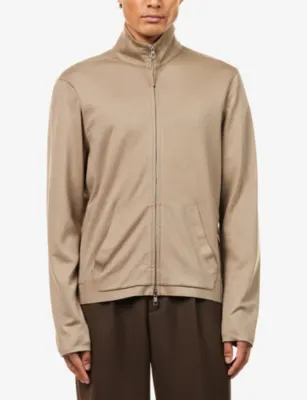 DUNHILL High-Neck Regular-Fit Wool And Cashmere Track Jacket detail 3