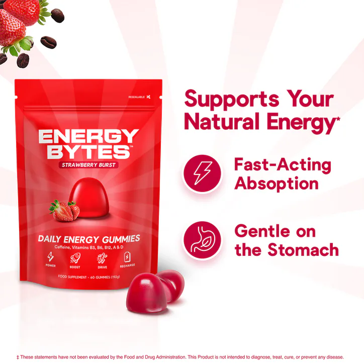 The BYTES Co. Daily Energy Strawberry Flavour 60 Gummies - 60 Count, additional product view 2