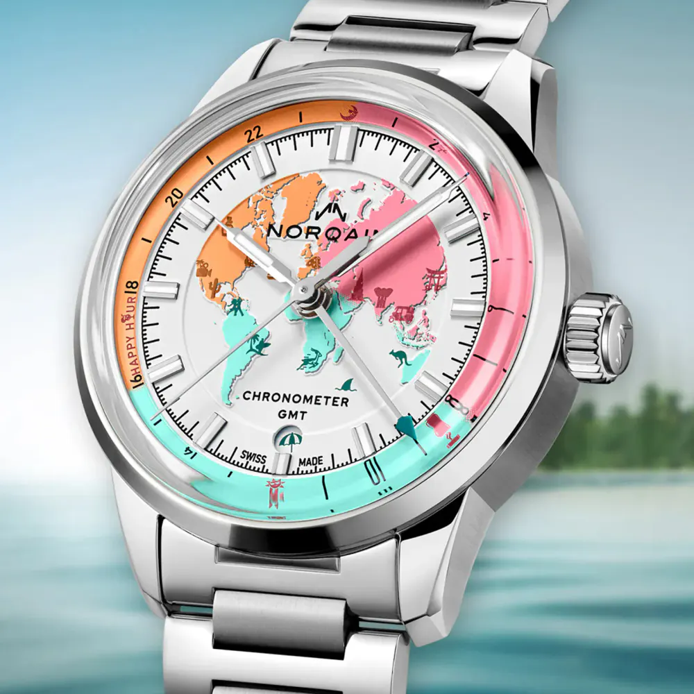 NORQAIN Freedom GMT Enjoy Life Holiday Limited Edition 40mm in White, additional product view 2
