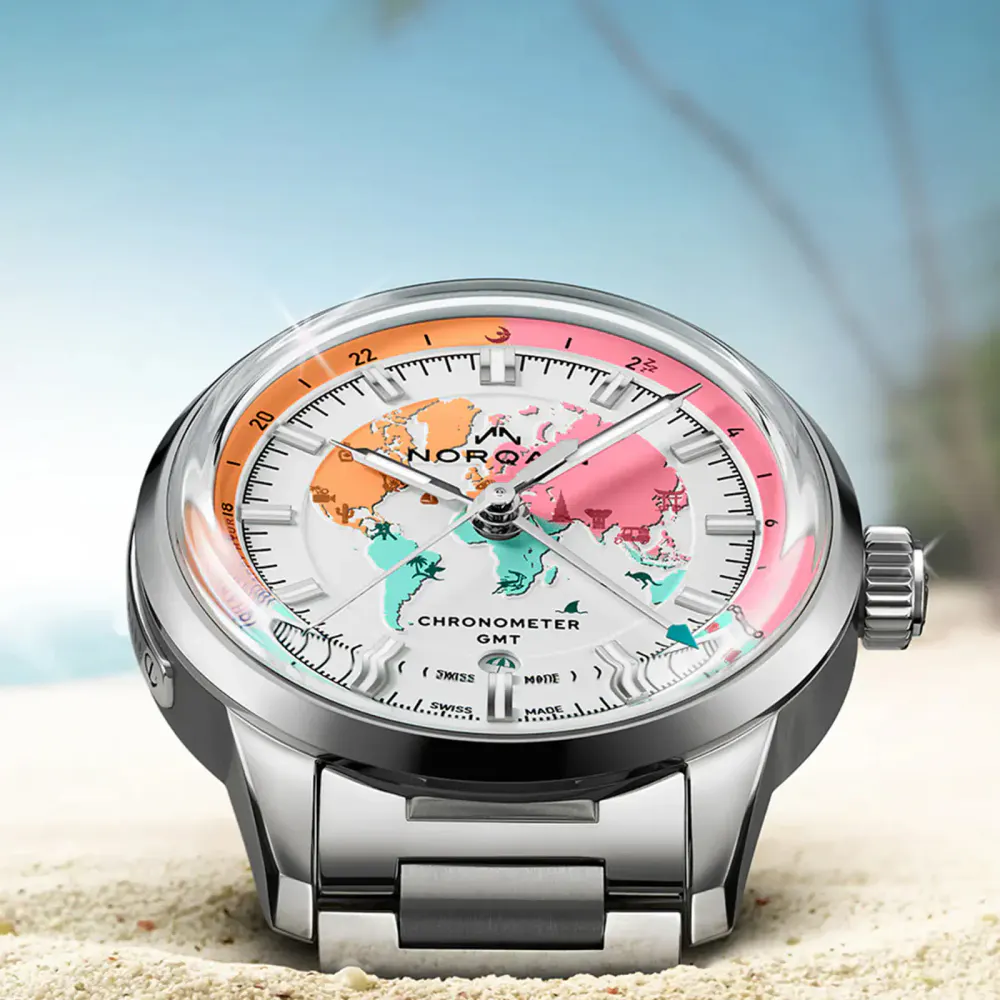 NORQAIN Freedom GMT Enjoy Life Holiday Limited Edition 40mm in White, additional product view 3