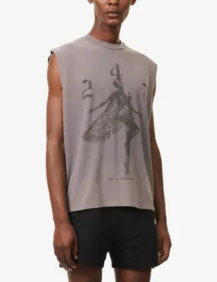 247 BY REPRESENT 247 Fallen Angel Graphic-Print Cotton-Jersey Tank Top detail 3