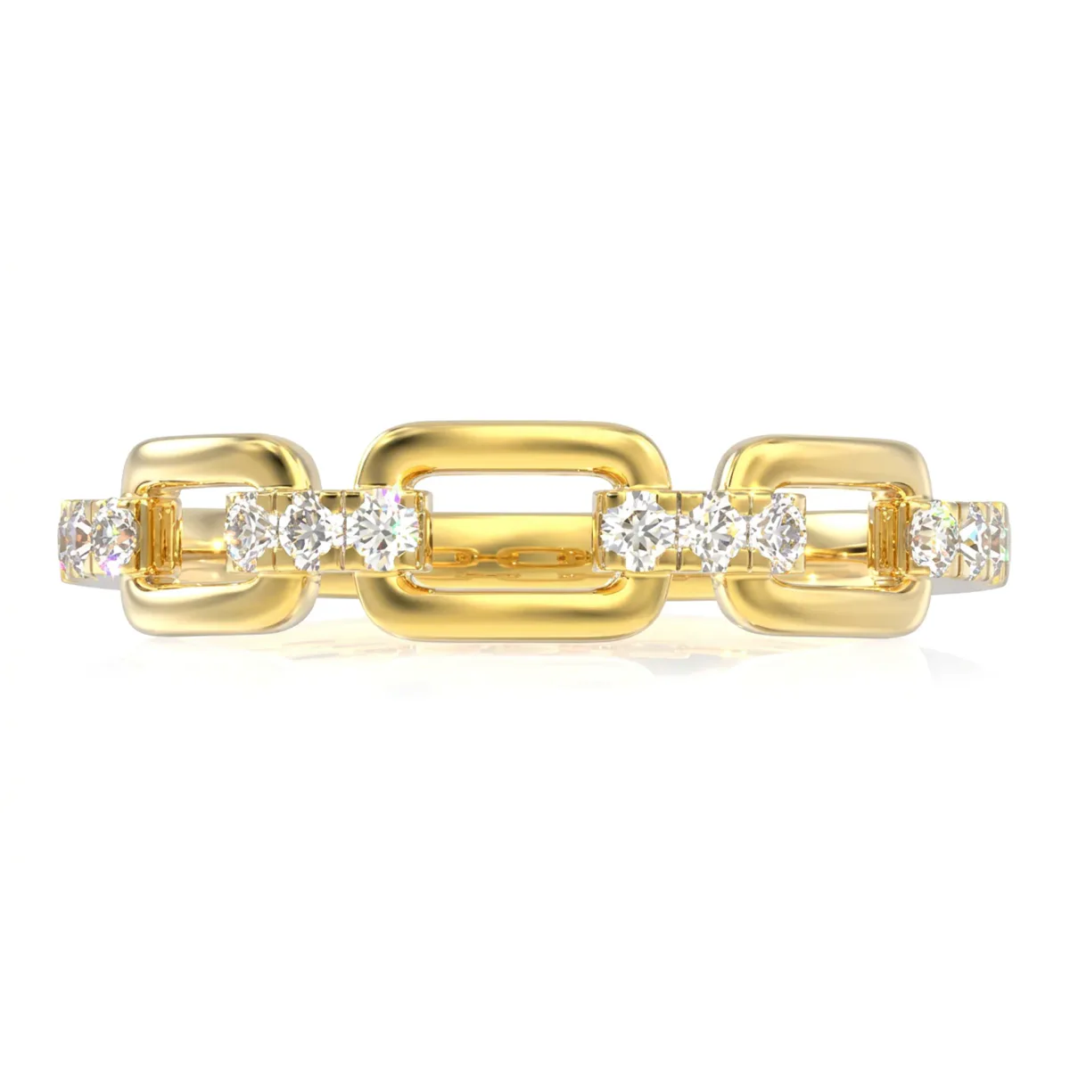 For Him Rectangular Link Diamond Ring in Rose Gold / Natural Diamond – Ring