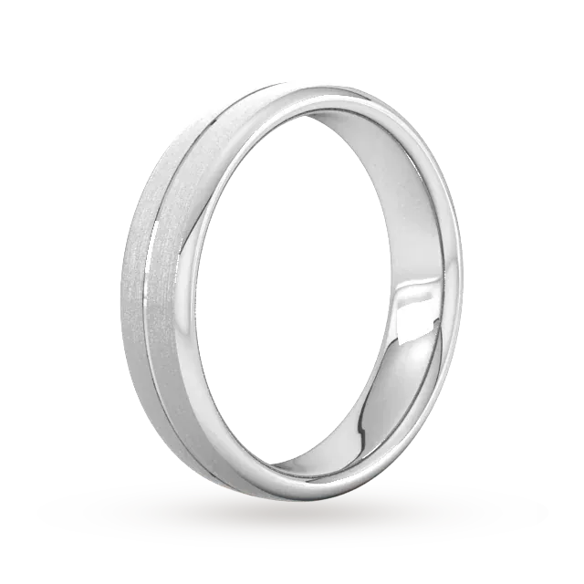 For Him 5mm Slight Court Standard Centre Groove With Chamfered Edge Wedding Ring In 950 Palladium detail 2