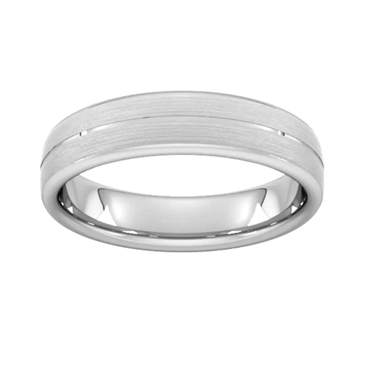 For Him 5mm Slight Court Standard Centre Groove With Chamfered Edge Wedding Ring In 950 Palladium