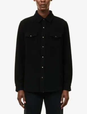 GODS TRUE CASHMERE Gemstone-Embellished Cashmere Shirt in BLACK, additional product view 3