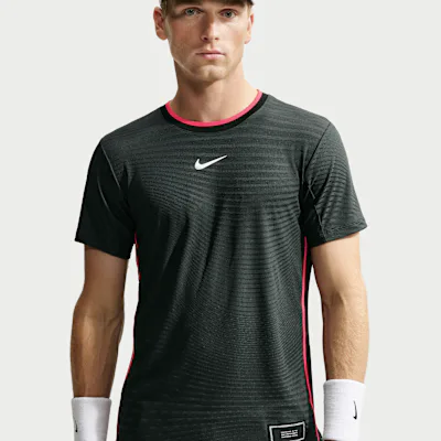 Nike NikeCourt Slam Men's Aero-FIT Short-Sleeve Tennis Top - Black Spruce/White