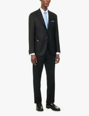 CORNELIANI Leather-Tab Single-Breasted Wool and Cashmere-Blend Jacket detail 2