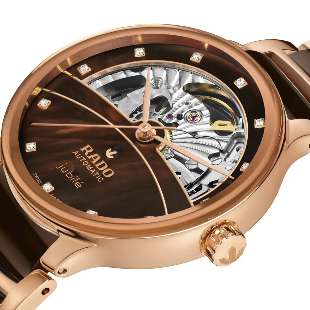 Rado Centrix Automatic Diamonds Open Heart 35mm in Brown, additional product view 2
