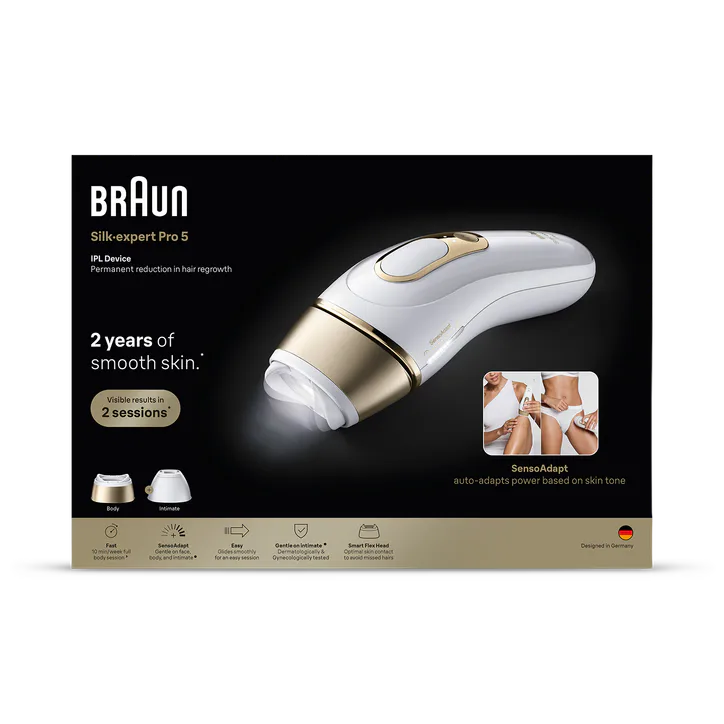 BRAUN IPL Silk·expert Pro 5, At Home Hair Removal, 2 Attachment Heads, PL5221