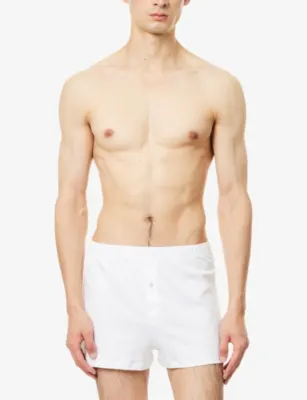 HANRO Sea Island Cotton Boxer Trunks in WHITE, additional product view 2