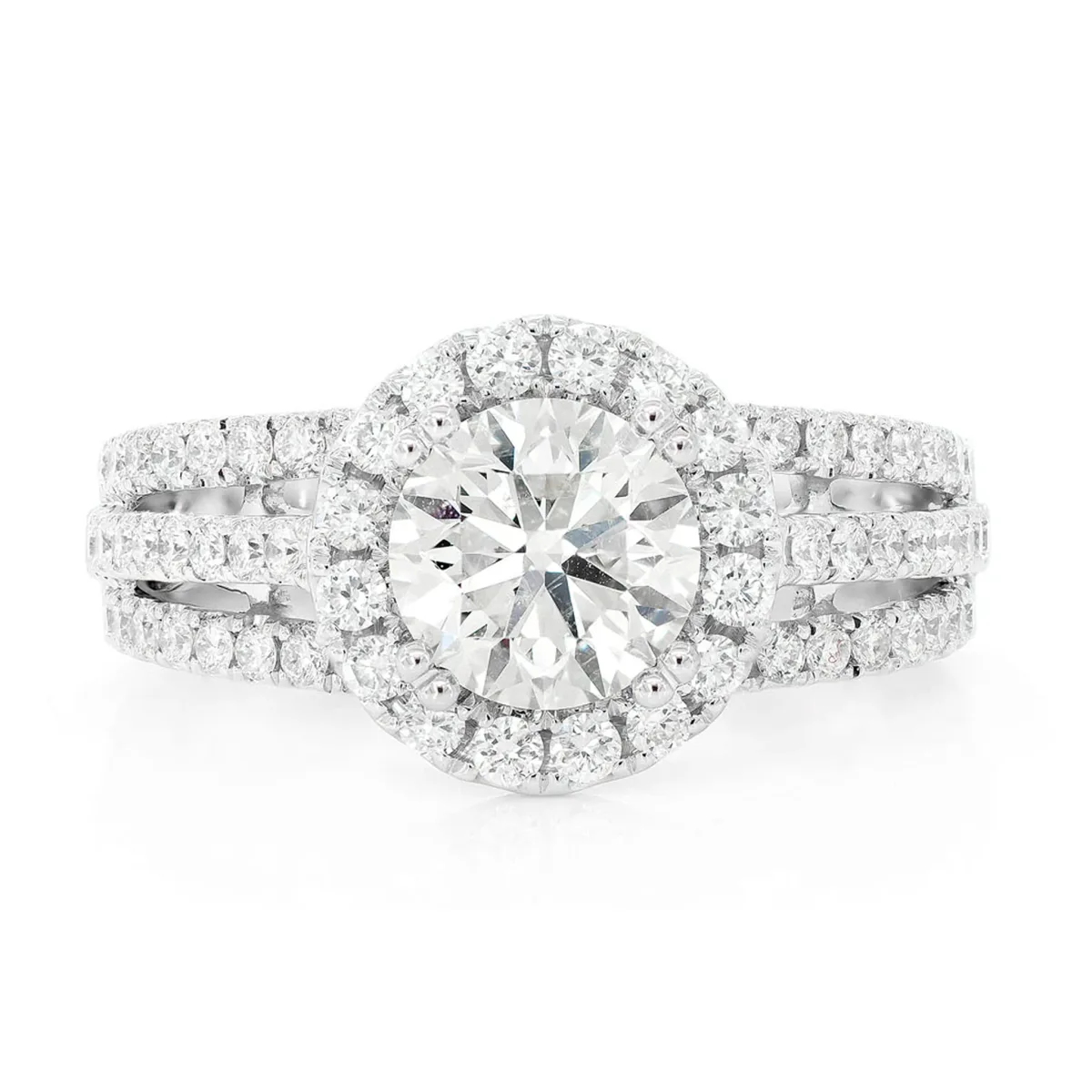 For Him Cathedral Round Halo Ring in White Gold / Natural Diamond – Ring