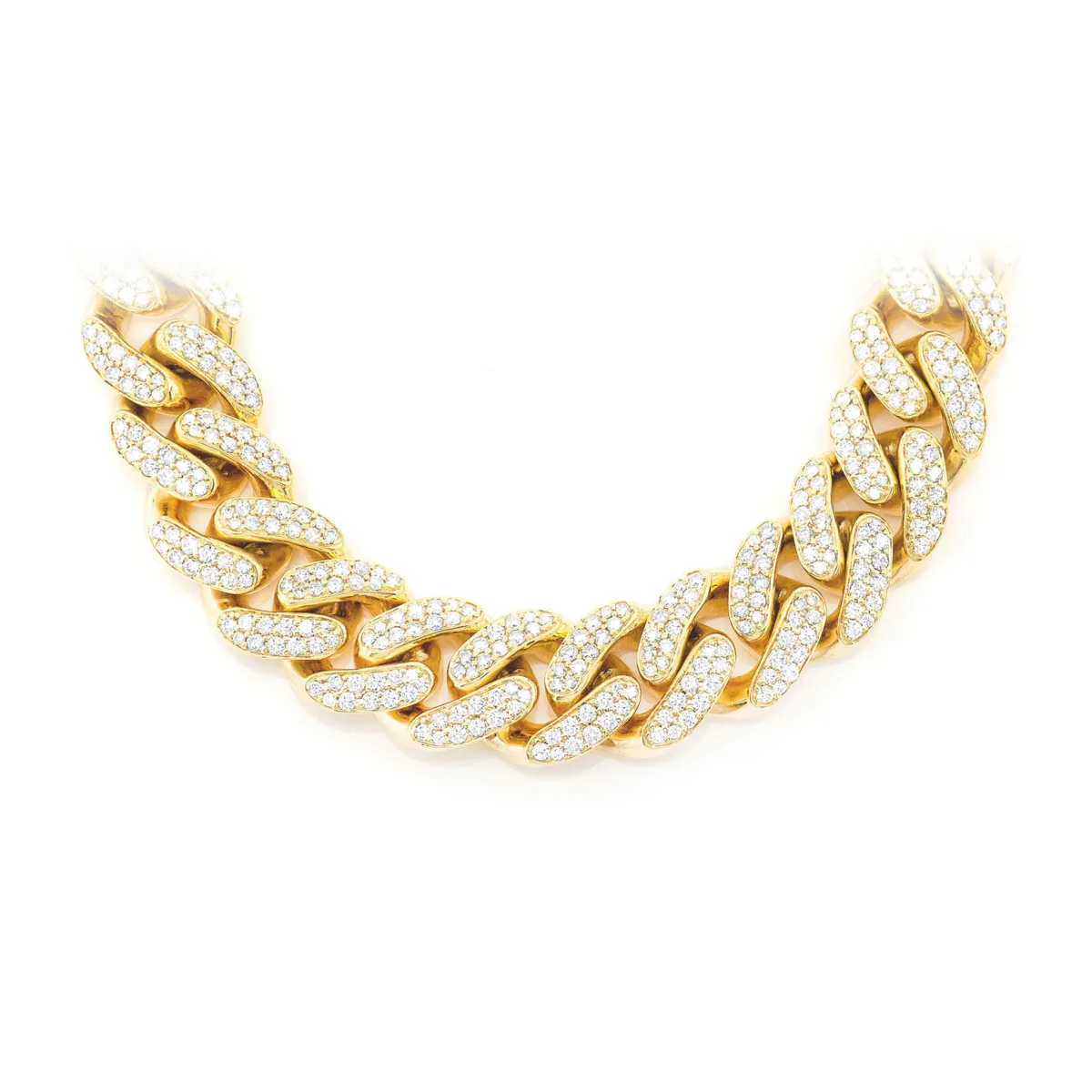 For Him Iced Miami Cuban Necklace in 18mm / 37ctw / Yellow Gold / 20" – Necklace