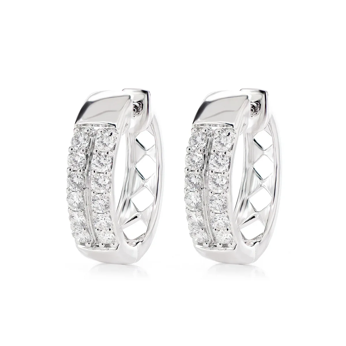 For Him Two Row Split Diamond Hoop Earrings in White Gold / Natural Diamond – Earring