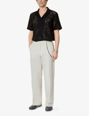 THE KOOPLES Wide-Leg Chain-Belt Cotton-Blend Trousers detail 2
