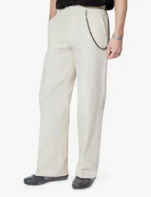 THE KOOPLES Wide-Leg Chain-Belt Cotton-Blend Trousers detail 3