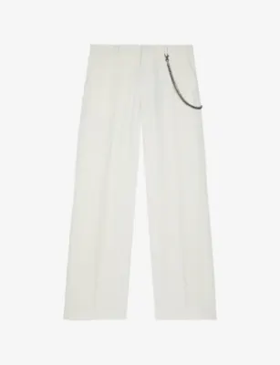 THE KOOPLES Wide-Leg Chain-Belt Cotton-Blend Trousers