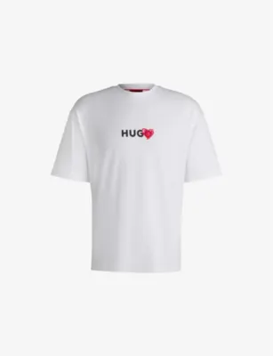 HUGO Branded-print relaxed-fit cotton-jersey T-shirt - BLACK detail 2