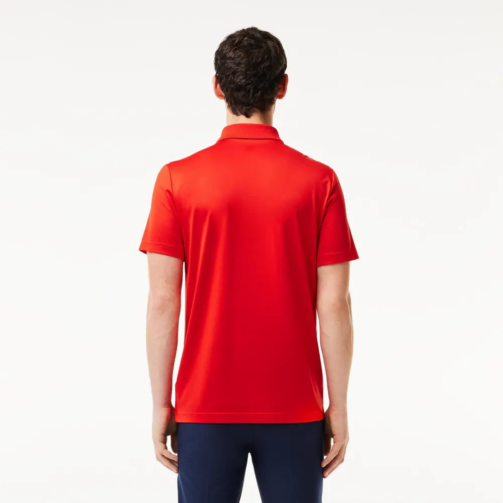 Lacoste Crocodile Polo Shirt Mens in Redcurrant/Navy, additional product view 2