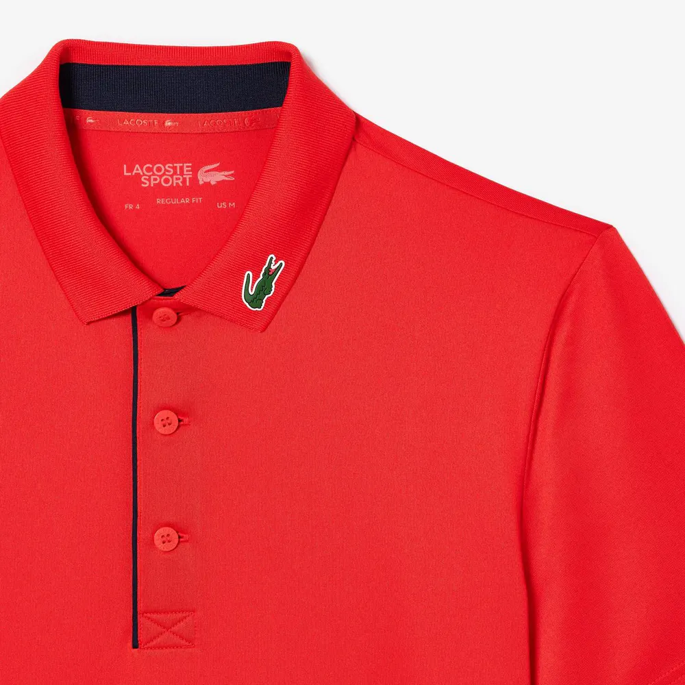 Lacoste Crocodile Polo Shirt Mens in Redcurrant/Navy, additional product view 3