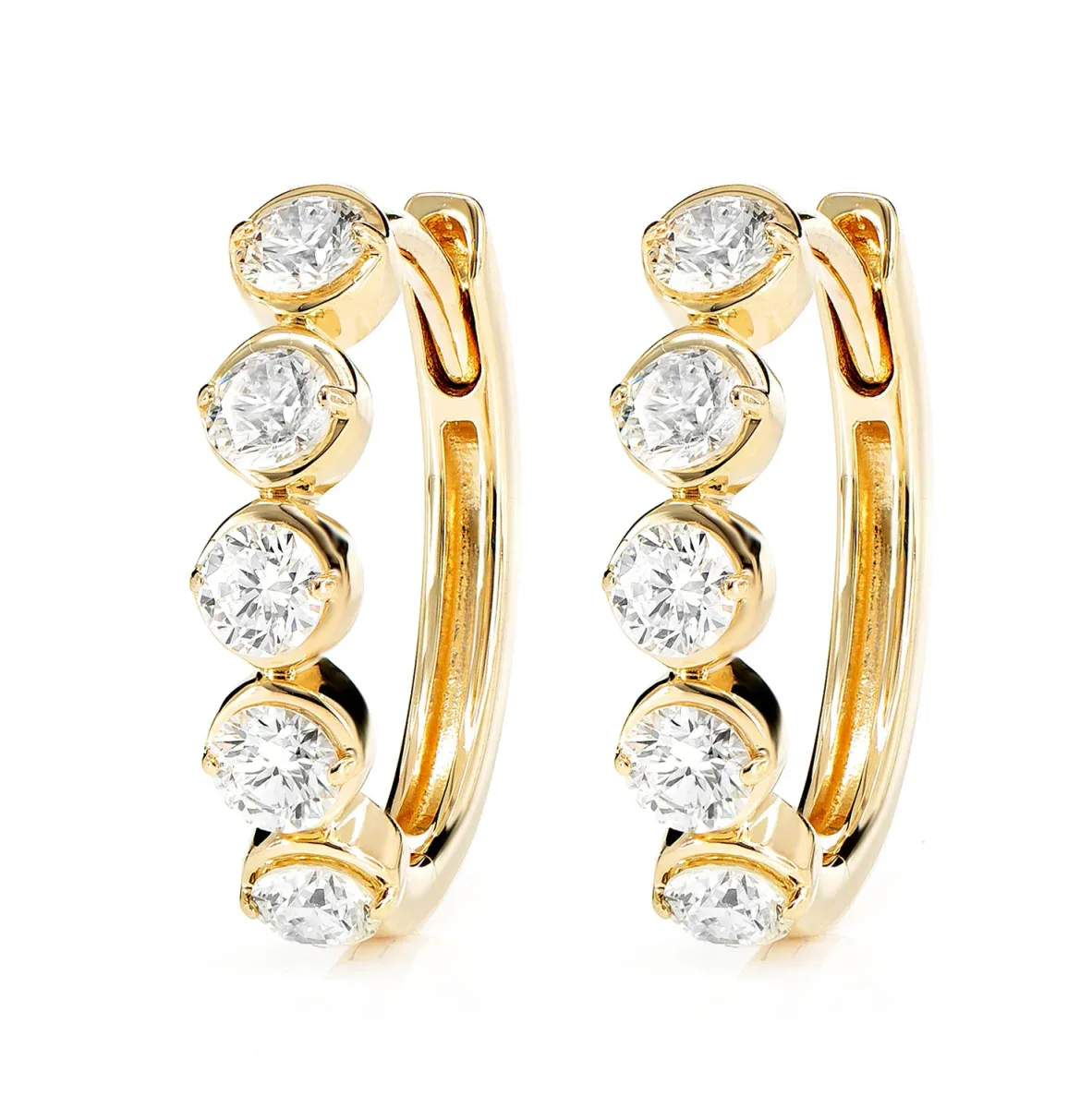 For Him Diamond Caterpillar Oval Hoop Earrings in Yellow Gold / 0.25ctw / Natural Diamond – Earring