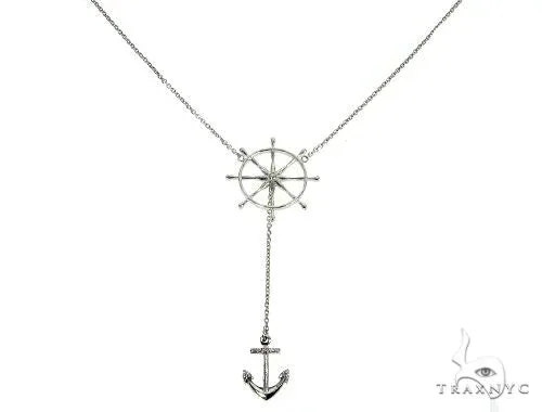 RINA - For Him CUSTOM White Gold Wheel And Anchor Chain Necklace 66073 in Rose Gold – Chain
