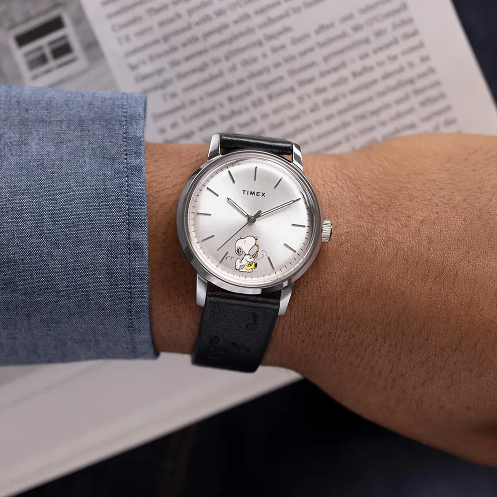 Timex x Peanuts Marlin Automatic Saxophonist 40mm Mens Watch Silver in Silver, additional product view 3