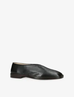 LEMAIRE Flat Piped Leather Slippers - EUR 41 / 7 UK MEN in BLACK, additional product view 3