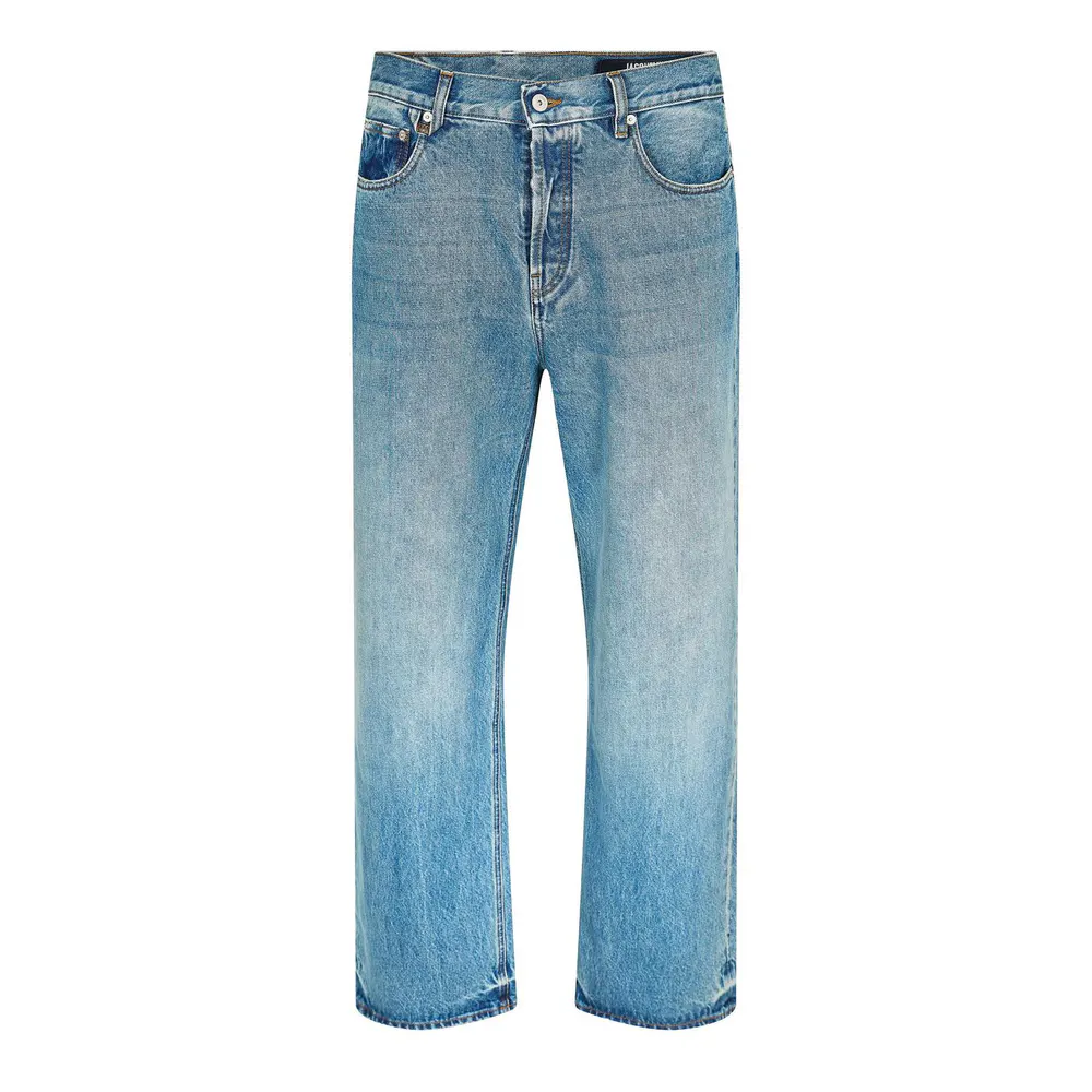 Jacquemus Men's Jacquard Script Straight Leg Jeans