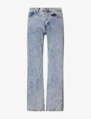 1886 Faded-Wash Boot-Leg Denim Jeans - M