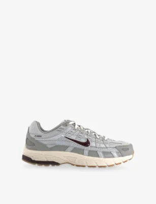 For Him P-6000 Leather and Mesh Trainers - 4.5 in COLLEGE GREY BURGUNDY CR – Mens | Trainers | Lace up trainers