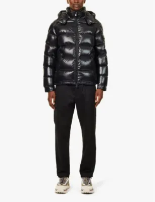 MONCLER Maya logo-patch padded shell-down jacket detail 2