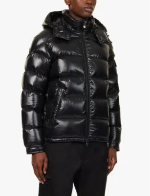 MONCLER Maya logo-patch padded shell-down jacket detail 3