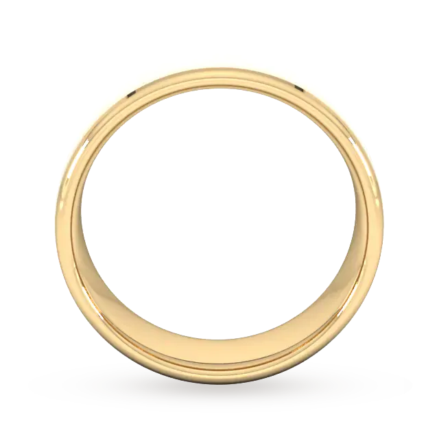 For Him 7mm Flat Court Heavy Polished Chamfered Edges With Matt Centre Wedding Ring In 18 Carat Yellow Gold detail 3