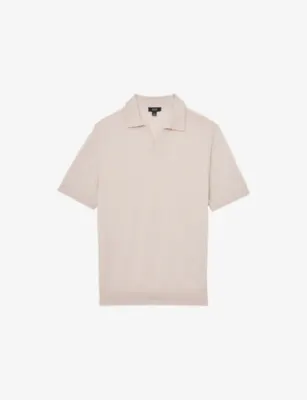 REISS Duchie Knitted Wool Polo Shirt - CHOCOLATE BROWN