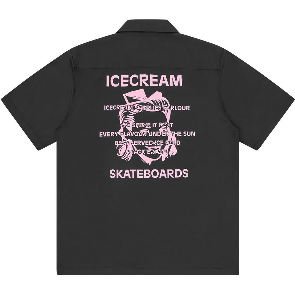 ICECREAM Men's Quarter Zip Work Patterned Short Sleeve Shirt detail 2