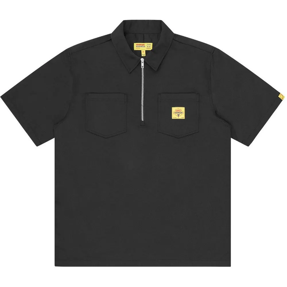 ICECREAM Men's Quarter Zip Work Patterned Short Sleeve Shirt