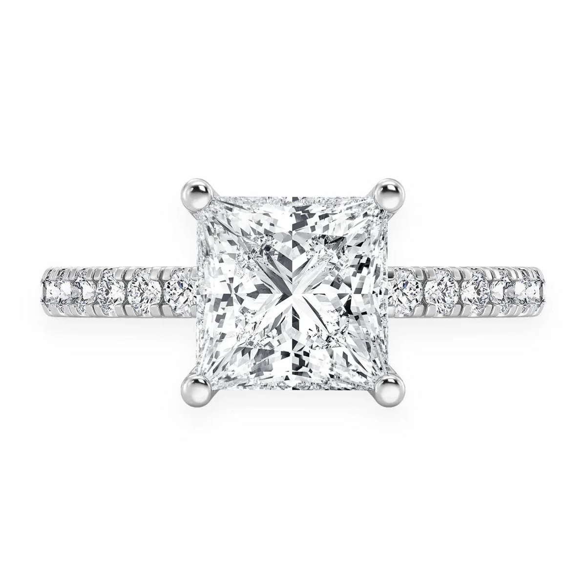For Him Princess Cut One Row Under Halo Ring in Rose Gold / 2.00ctw Princess Diamond (K/SI2) / Natural Diamond – Ring