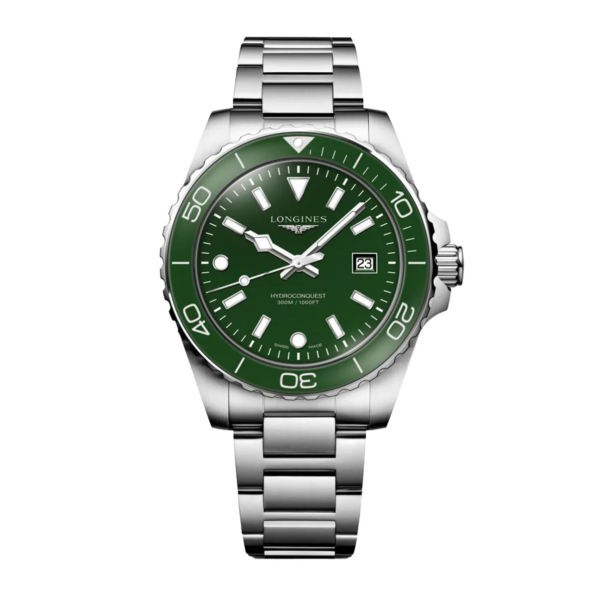 Longines HydroConquest Quartz 42mm Mens Watch Green