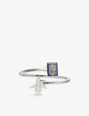 POUBEL Passport + Jet 925 Sterling Silver and Enamel Open Bangle